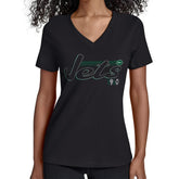New York Jets Starter Women's Groovy Script V-Neck T-Shirt | NFL On sale
