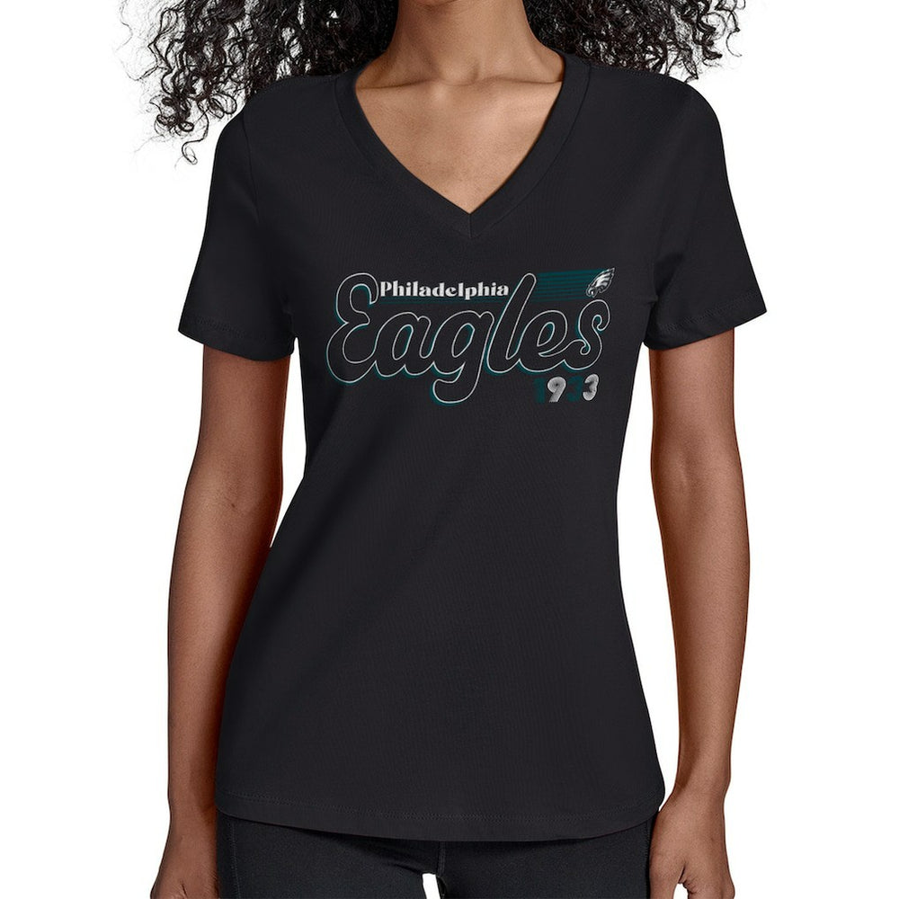 Philadelphia Eagles Starter Women's Groovy Script V-Neck T-Shirt | NFL Near me