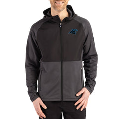 Carolina Panthers Cutter & Buck Peshastin Eco Fleece Recycled Raglan Full-Zip Tri-Blend Hybrid Jacket | NFL Sale