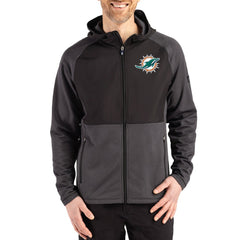 Miami Dolphins Cutter & Buck Peshastin Eco Fleece Recycled Raglan Full-Zip Tri-Blend Hybrid Jacket | NFL New
