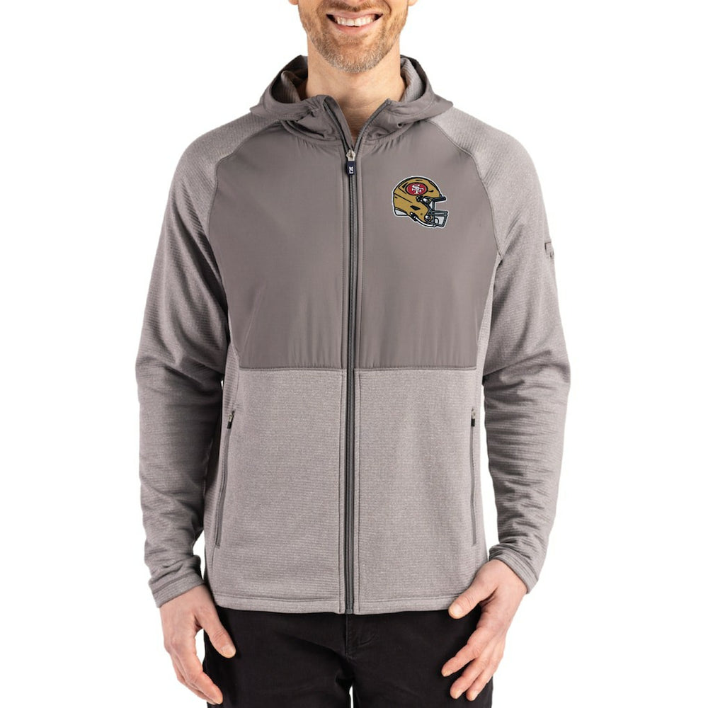 San Francisco 49ers Cutter & Buck Peshastin Eco Fleece Recycled Raglan Full-Zip Tri-Blend Hybrid Jacket | NFL Discount