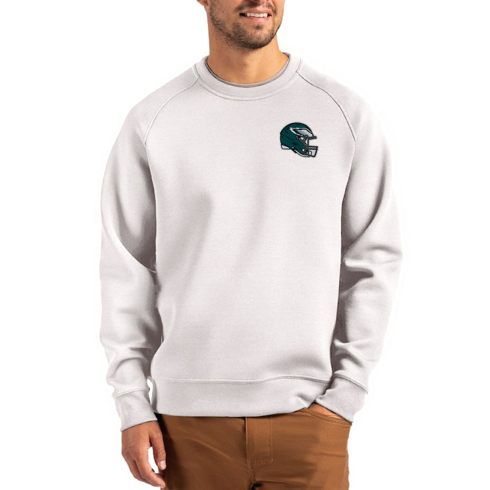 Philadelphia Eagles Cutter & Buck Helmet Roam Recycled Raglan Pullover Sweatshirt | NFL Outlet