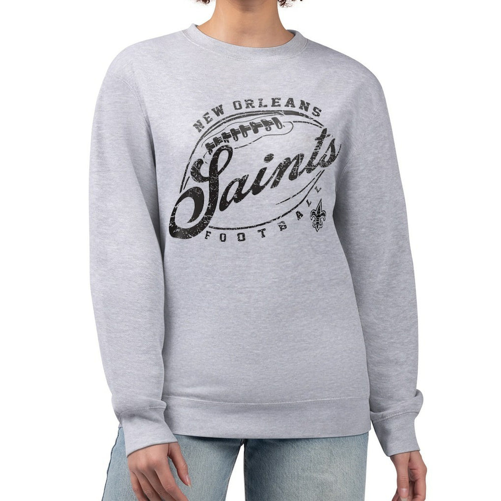 New Orleans Saints G-III 4Her by Carl Banks Women's Distressed Graphics Fleece Pullover Sweatshirt | NFL Hot