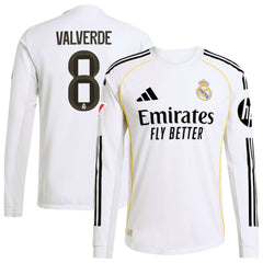 Federico Valverde Real Madrid 2025/26 Home Long Sleeve Jersey