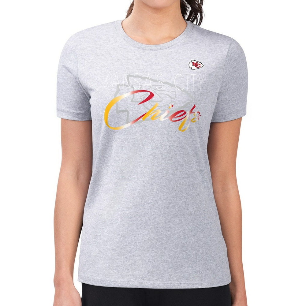 Kansas City Chiefs G-III 4Her by Carl Banks Women's Super-Slim Fit Lightweight Shadow Logo T-Shirt | NFL Outlet