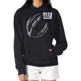 New York Giants G-III 4Her by Carl Banks Women's Metallic Print Football Sketch Fleece Pullover Hoodie | NFL Hot