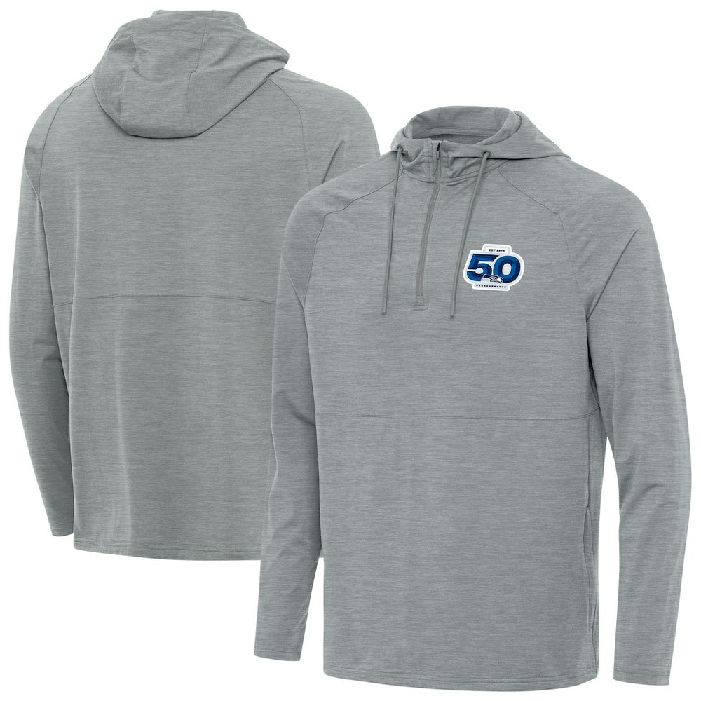 Seattle Seahawks Antigua 50th Season Spikes Raglan Quarter-Zip Hoodie | NFL New