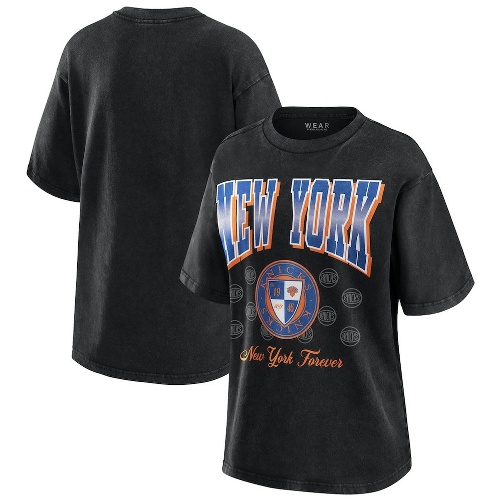 Black New York Knicks WEAR by Erin Andrews Women's Oversized Boyfriend T-Shirt | NBA