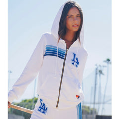 Los Angeles Dodgers Aviator Nation x MLB Unisex Five-Stripe Tri-Blend Full-Zip Hoodie - MLB Hoodies