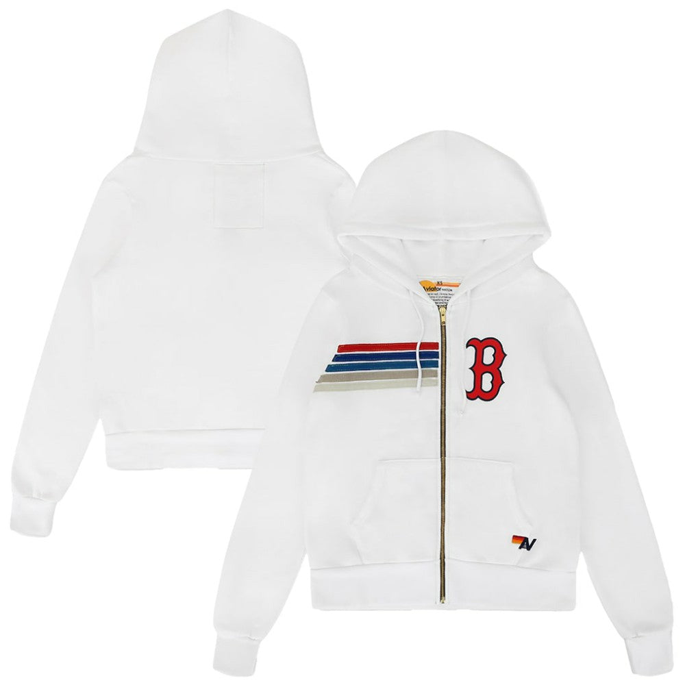 Boston Red Sox Aviator Nation x MLB Unisex Five-Stripe Tri-Blend Full-Zip Hoodie - MLB Hoodies