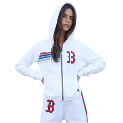 Boston Red Sox Aviator Nation x MLB Unisex Five-Stripe Tri-Blend Full-Zip Hoodie - MLB Hoodies