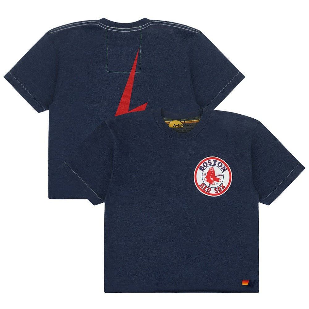 Boston Red Sox Aviator Nation x MLB Women's Cropped Boyfriend Tri-Blend T-Shirt - MLB T-shirts