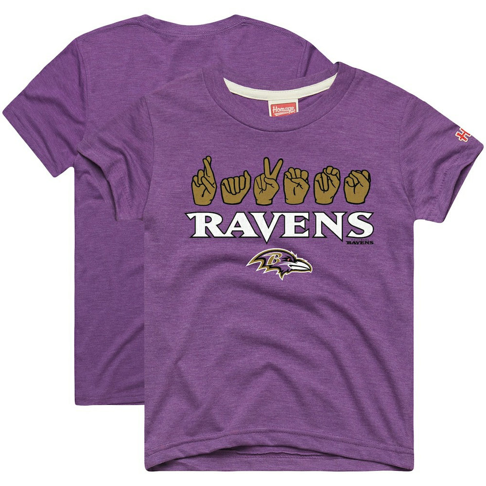 Baltimore Ravens Homage Youth Love Sign x ASL 2.0 Tri-Blend T-Shirt | NFL US