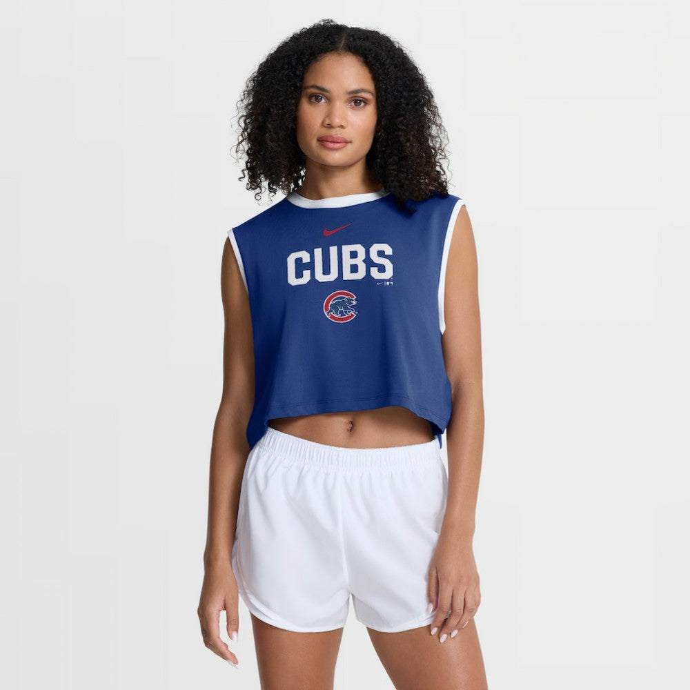 Chicago Cubs Nike Women's Primetime Loose Dri-FIT Cropped Tank Top - MLB Tanks