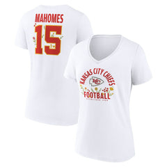Kansas City Chiefs Patrick Mahomes Women's Floral Name & Number V-Neck T-Shirt | NFL Outlet