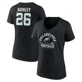 Philadelphia Eagles Saquon Barkley Women's Floral Name & Number V-Neck T-Shirt | NFL Outlet