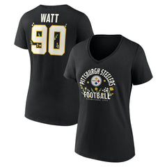 Pittsburgh Steelers T.J. Watt Women's Floral Name & Number V-Neck T-Shirt | NFL Discount