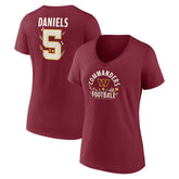 Washington Commanders Jayden Daniels Women's Floral Name & Number V-Neck T-Shirt | NFL Outlet