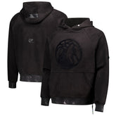 Black Minnesota Timberwolves Protege Eco-Friendly Functional Suede Fashion Tonal Hoodie | NBA