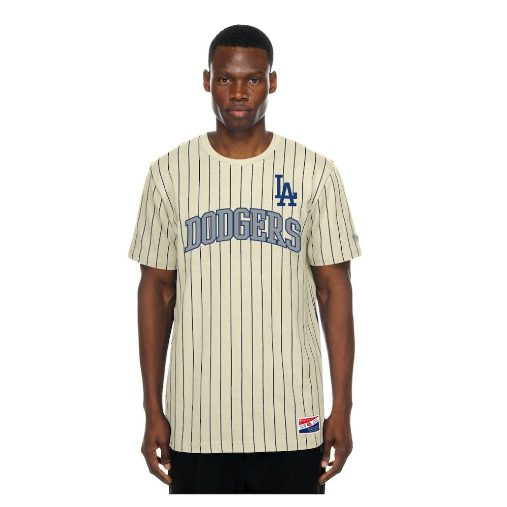 Los Angeles Dodgers New Era Throwback Meshback Pinstripe T-Shirt - MLB T-shirts