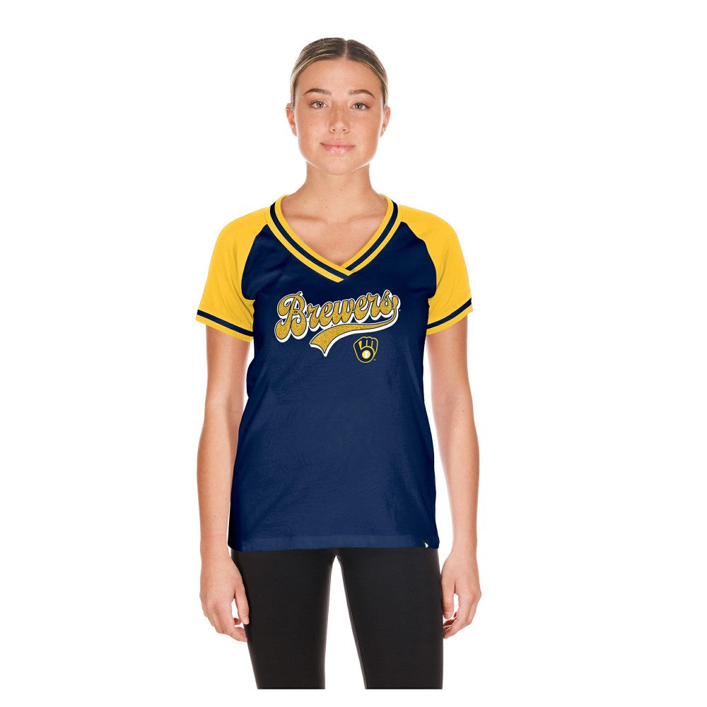 Milwaukee Brewers New Era Women's Gameday V-Neck T-Shirt - MLB T-shirts