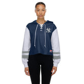 New York Yankees New Era Women's Boxy Lace-Up Hoodie - MLB Hoodies