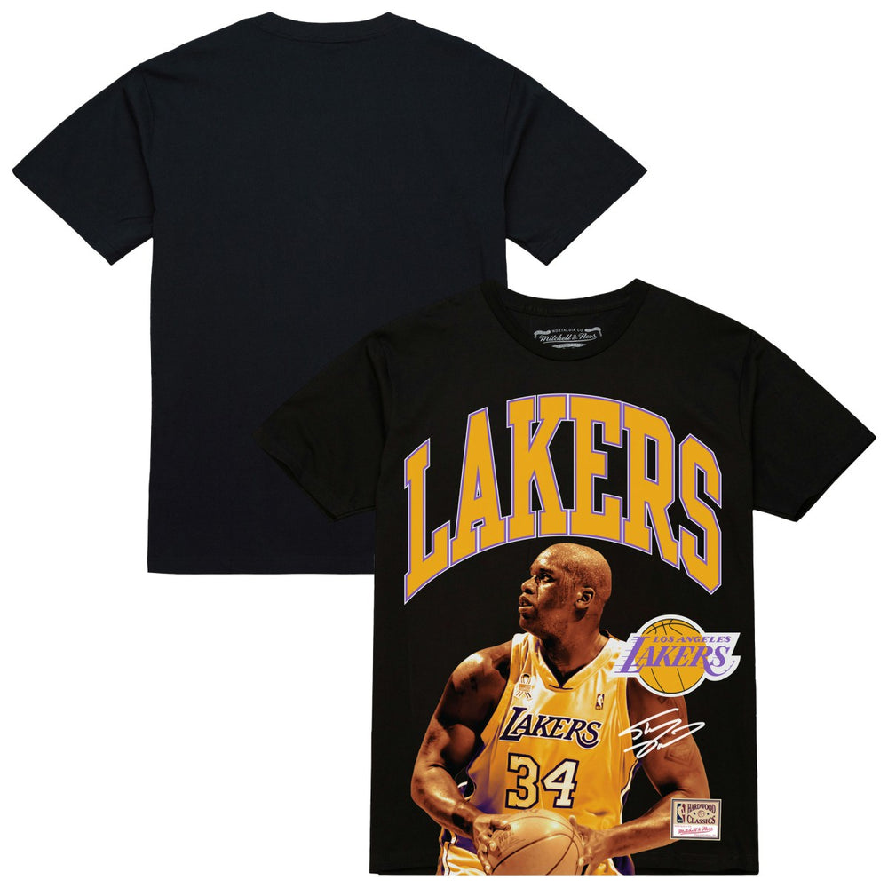 Black Shaquille O'Neal Los Angeles Lakers Hardwood Classics Player Arch T-Shirt | NBA