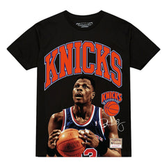 Black Patrick Ewing New York Knicks Hardwood Classics Player Arch T-Shirt | NBA