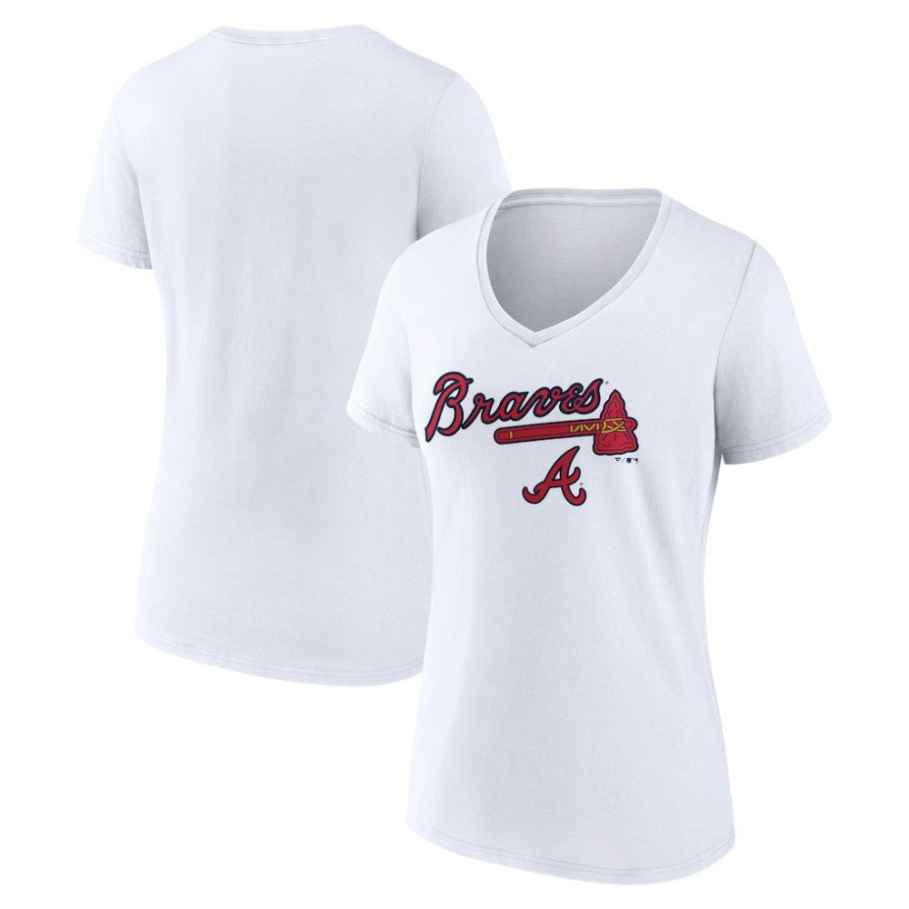 Atlanta Braves Women's Team Lockup V-Neck T-Shirt - MLB T-shirts