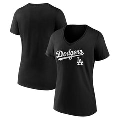 Los Angeles Dodgers Women's Team Lockup V-Neck T-Shirt - MLB T-shirts