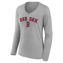 Boston Red Sox Women's Team Lockup Long Sleeve V-Neck T-Shirt - MLB T-shirts