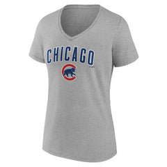Chicago Cubs Women's Team Lockup V-Neck T-Shirt - MLB T-shirts