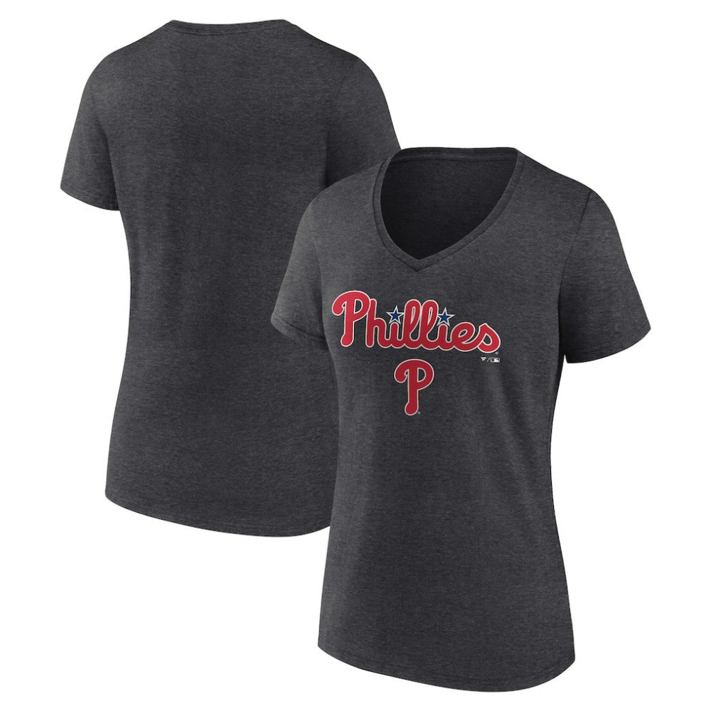 Philadelphia Phillies Women's Team Lockup V-Neck T-Shirt - MLB T-shirts