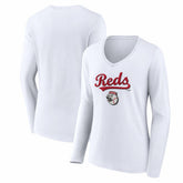 Cincinnati Reds Women's Team Lockup Long Sleeve V-Neck T-Shirt - MLB T-shirts