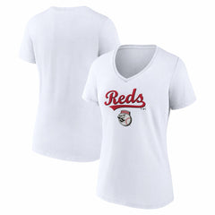 Cincinnati Reds Women's Team Lockup V-Neck T-Shirt - MLB T-shirts