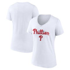 Philadelphia Phillies Women's Team Lockup V-Neck T-Shirt - MLB T-shirts