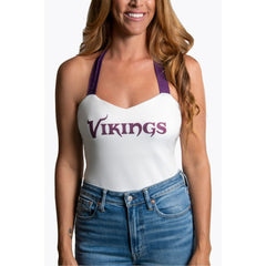 Minnesota Vikings Cuce Women's Rhinestone Semi-Cropped Halter Tank | NFL Sale