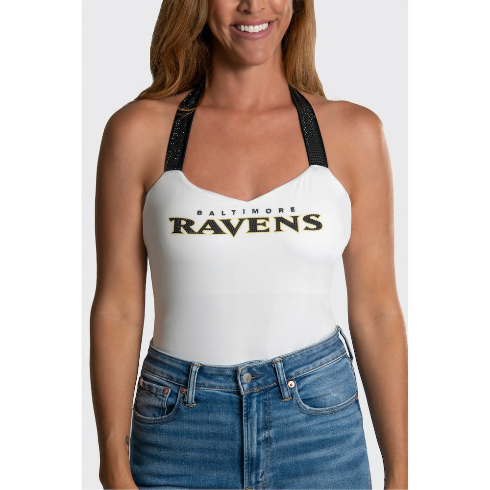 Baltimore Ravens Cuce Women's Rhinestone Semi-Cropped Halter Tank | NFL Online