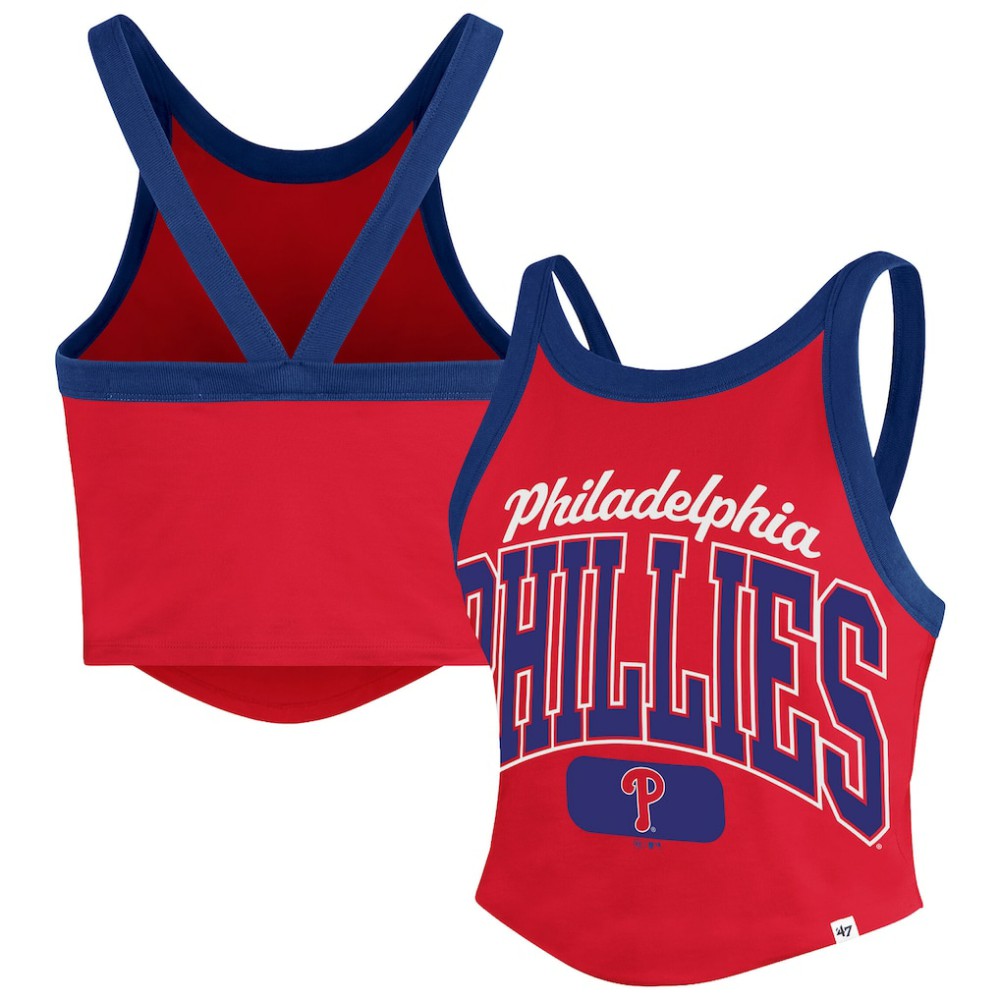 Philadelphia Phillies '47 Women's Trendy Team Rally Sporty Cropped Racerback Tank Top - MLB Tanks