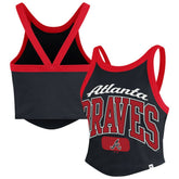 Atlanta Braves '47 Women's Trendy Team Rally Sporty Cropped Racerback Tank Top - MLB Tanks