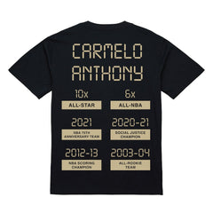 Carmelo Anthony Denver Nuggets Male Adult Black NBA ULTIMATE PLAYER GOLD TEE shop | NBA