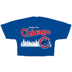 Chicago Cubs Fanatics Women's Skyline Cropped T-Shirt - MLB T-shirts