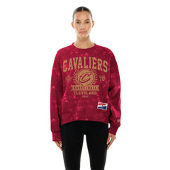 Wine Cleveland Cavaliers Women's Throwback Collection Mineral Wash Crewneck Sweatshirt sale | NBA