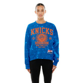 Blue New York Knicks Women's Throwback Collection Mineral Wash Crewneck Sweatshirt | NBA