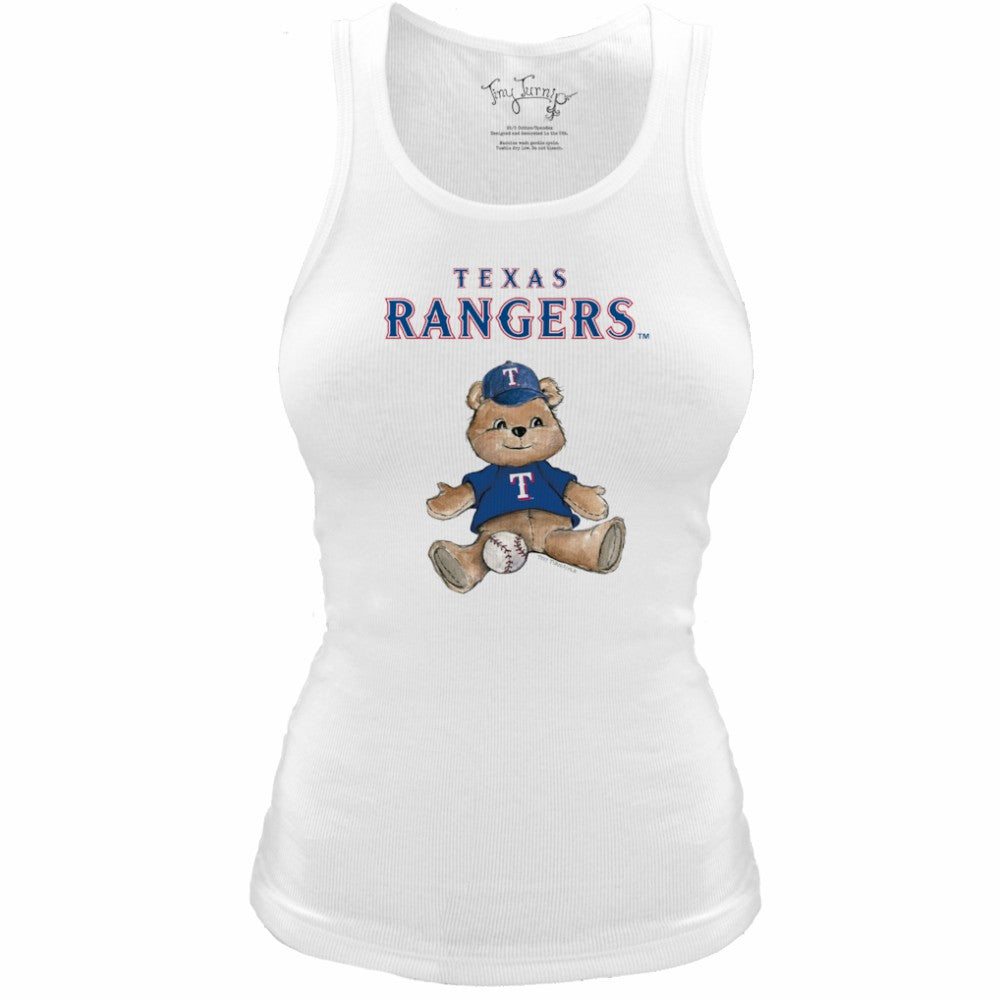 Texas Rangers Tiny Turnip Women's Fitted Teddy Bear Tri-Blend Tank Top - MLB Tanks