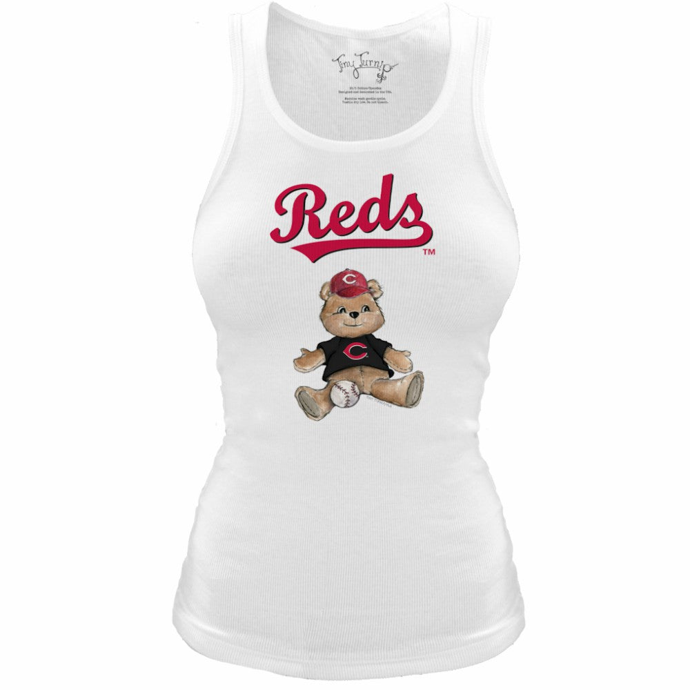 Cincinnati Reds Tiny Turnip Women's Fitted Teddy Bear Tri-Blend Tank Top - MLB Tanks