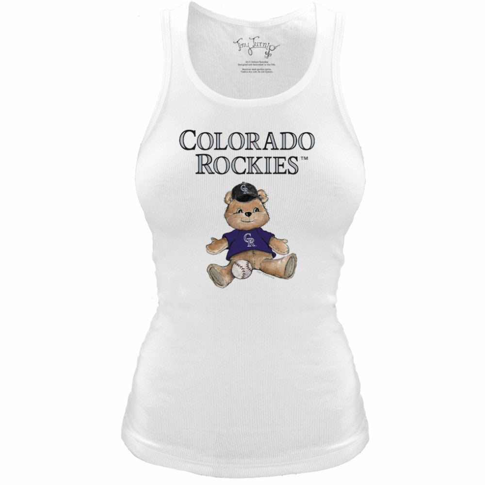 Colorado Rockies Tiny Turnip Women's Fitted Teddy Bear Tri-Blend Tank Top - MLB Tanks