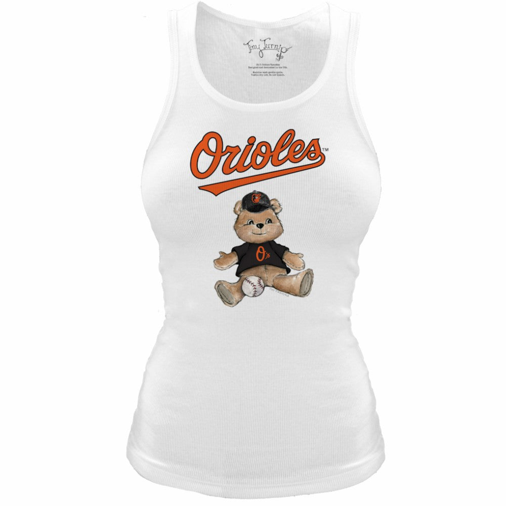 Baltimore Orioles Tiny Turnip Women's Fitted Teddy Bear Tri-Blend Tank Top - MLB Tanks