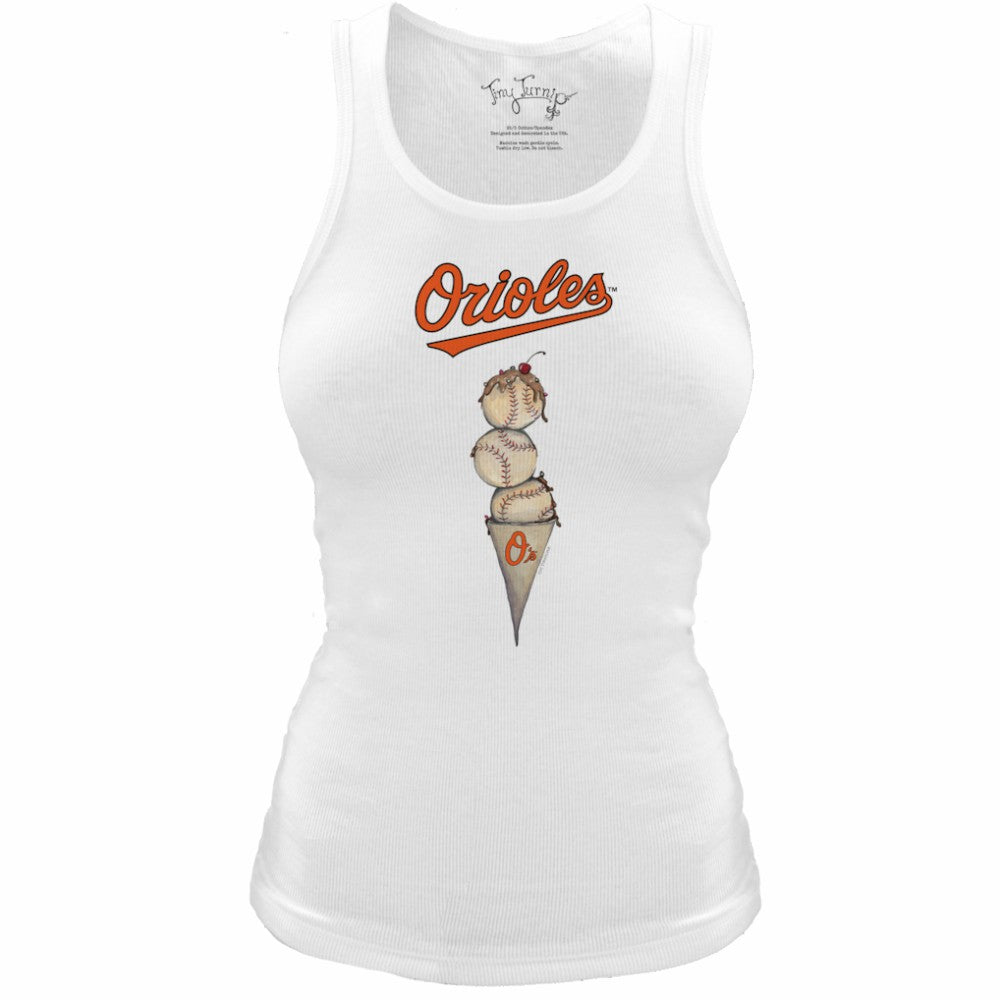 Baltimore Orioles Tiny Turnip Women's Fitted Triple Scoop Tri-Blend Tank Top - MLB Tanks