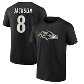 Baltimore Ravens Lamar Jackson Icon Name & Number T-Shirt | NFL Sale